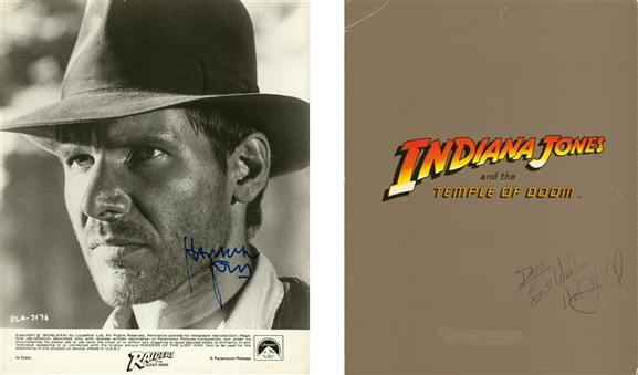 Lot of (2) Indiana Jones Photo & Program Single Signed By Harrison Ford & Mark Hamill (Beckett)
